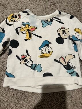 Disney White Sweatshirt with Blue, Yellow and Black Character Prints